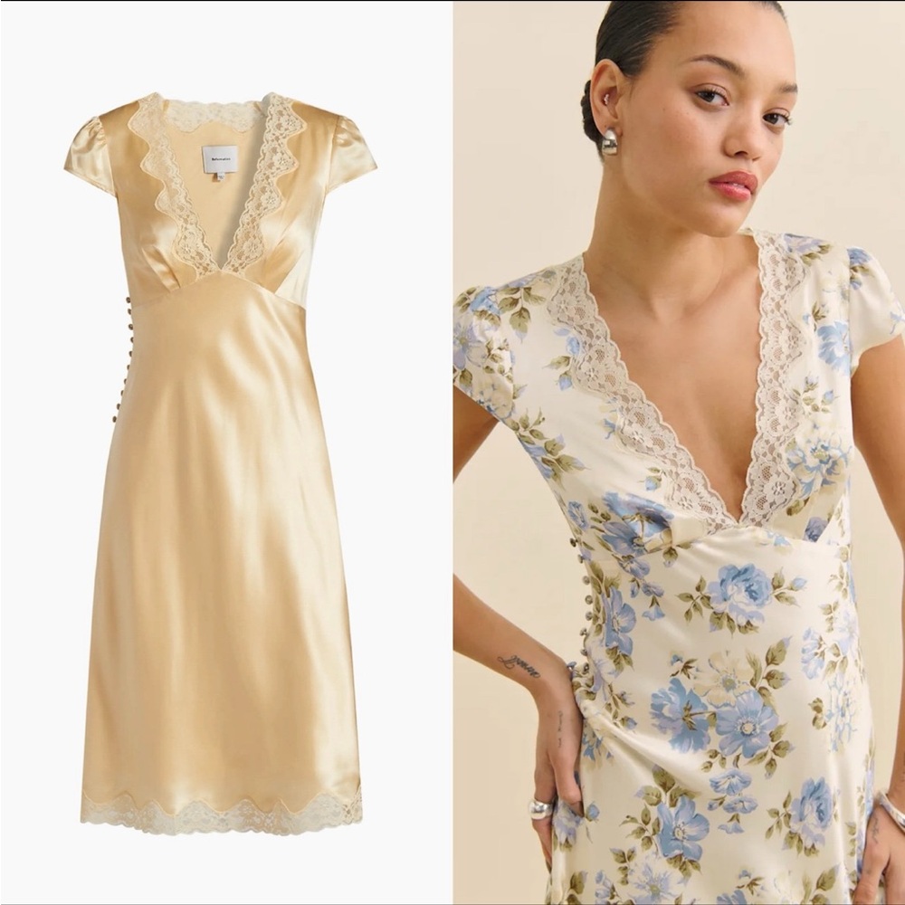Reformation NWT Florence Silk Dress in Blonde - size 4